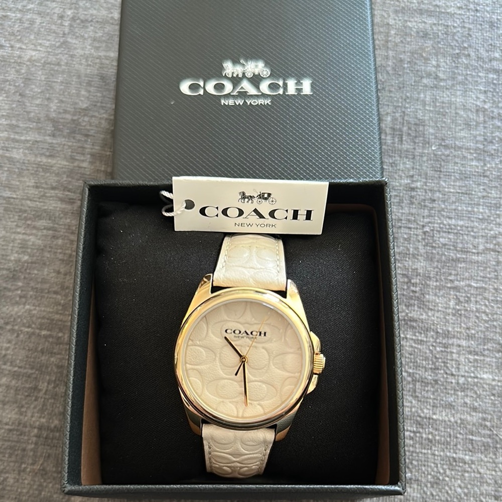 Coach Women's Gold and Cream Watch
